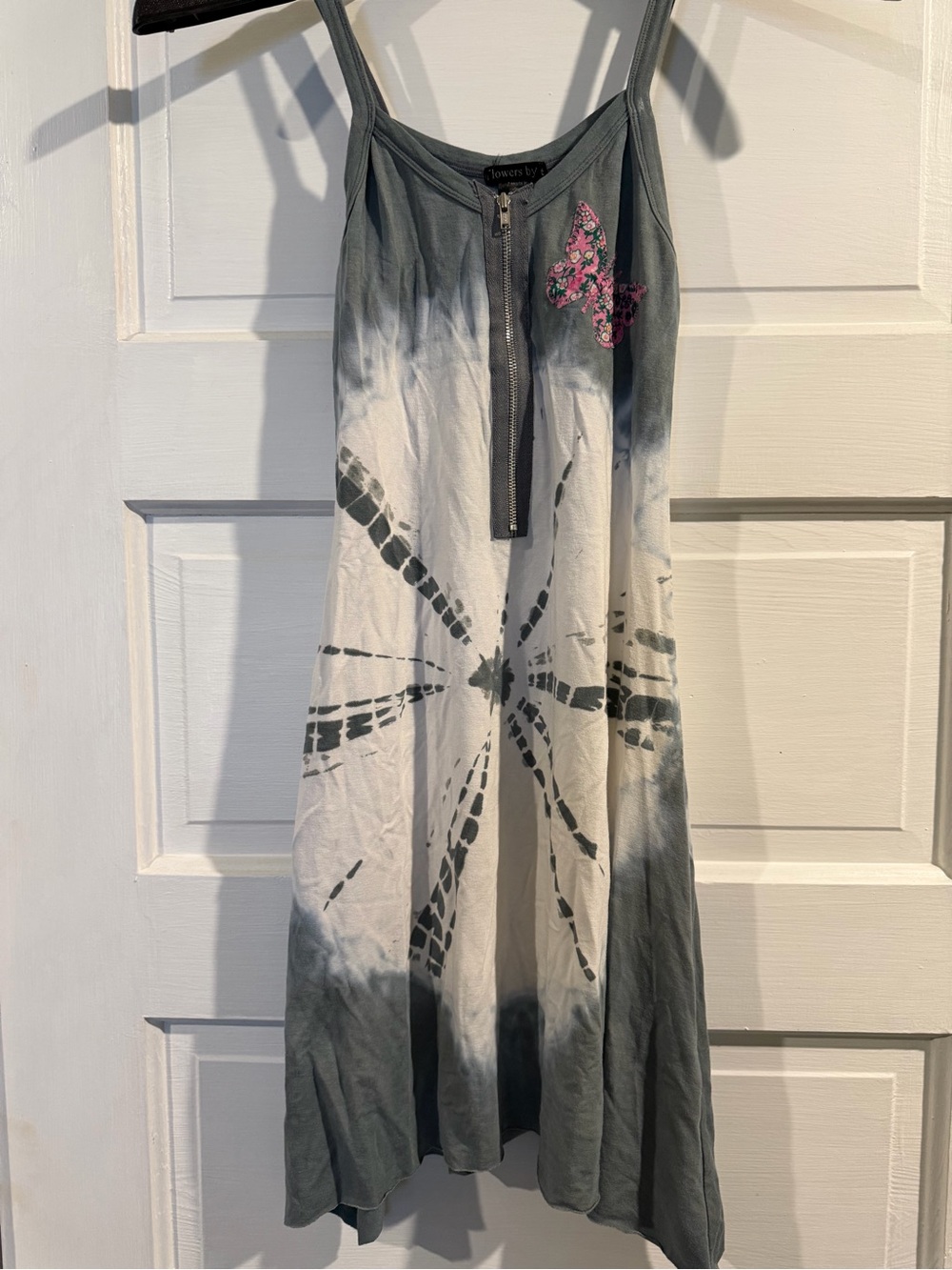 Flowers by Zoe Girls Tie-Dye Spaghetti Strap Dress with Front Zip- size XL